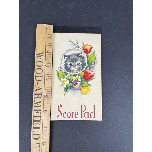 Vintage Bridge Score Pad Kitten Flowers 3.5" x 6.5” USA - Picture 4 of 6